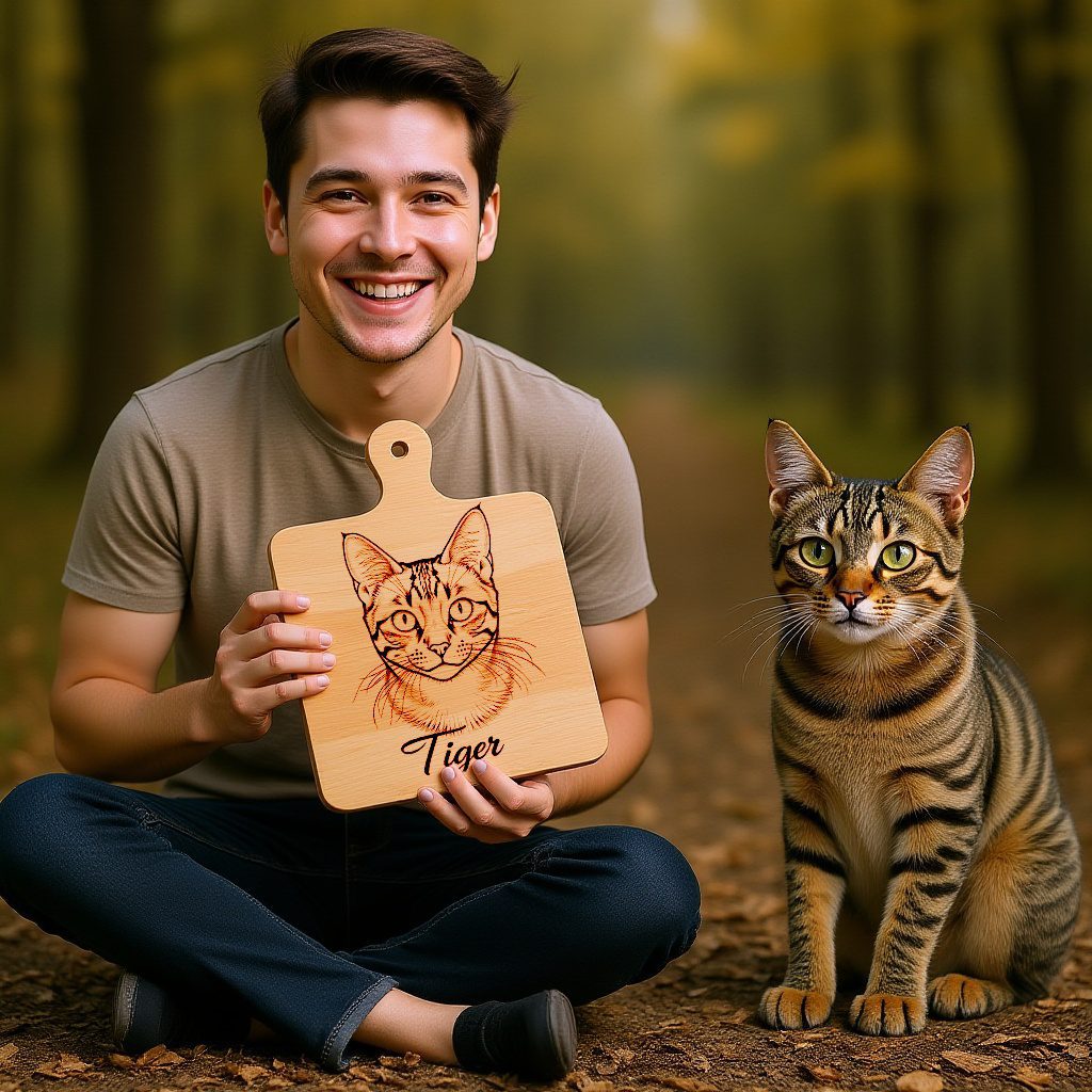 Personalized Pet Portrait Drawing from Your Photo, Laser Engraved, Unique Gift â Image 3