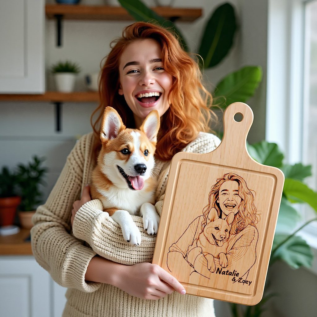 Personalized Pet Portrait Drawing from Your Photo, Laser Engraved, Unique Gift â Image 4