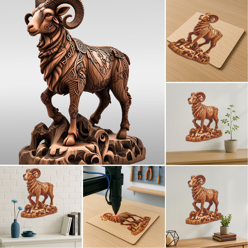 Wild Animal 3D Illusion Laser Engraving Bundle, Set