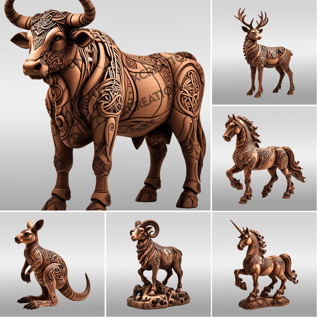 Wild Animal 3D Illusion Laser Engraving Bundle, Set