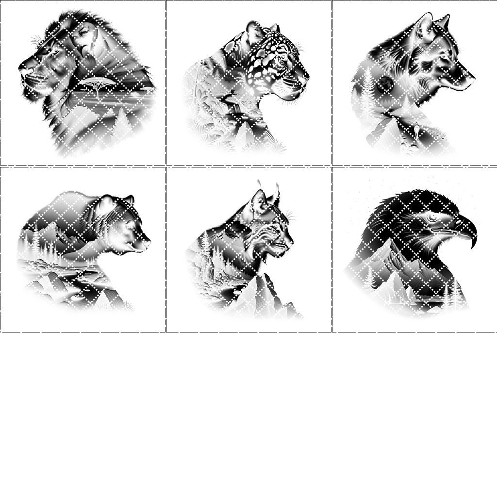 Wild Animal Double Exposure Slate Coaster Bundle, 6 Unique Laser Engraved Designs - Imagen 7