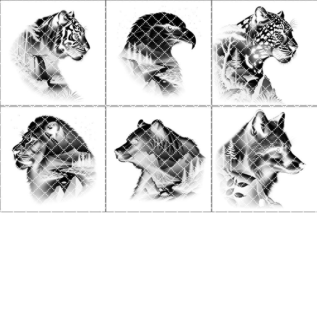 Wild Animal Double Exposure Slate Coaster Engraving Designs Bundle, Modern Home Decor - Imagen 7