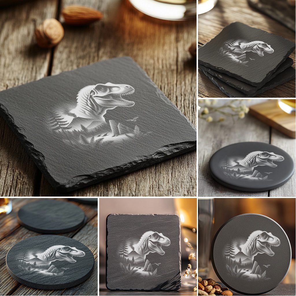 Wild Animal Double Exposure Slate Coaster Engraving Designs, Modern Home Decor Bundle – Image 5