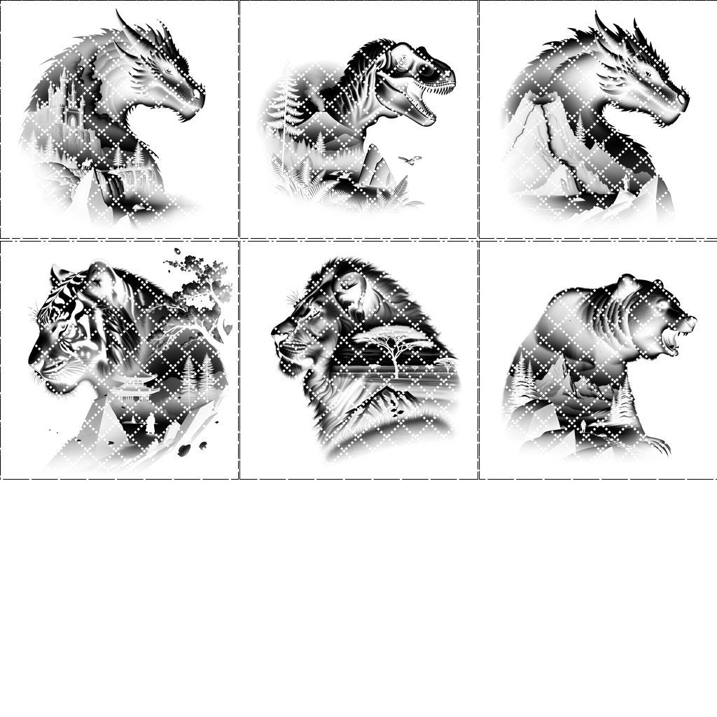 Wild Animal Double Exposure Slate Coaster Engraving Designs, Modern Home Decor Bundle – Image 7