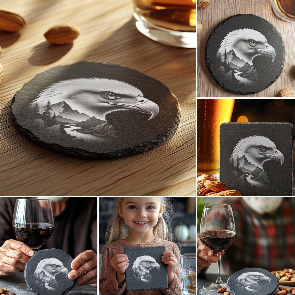 Wild Animals Double Exposure Laser Engraving Designs, 6 Nature Art Files for Slate Coasters – Bild 6