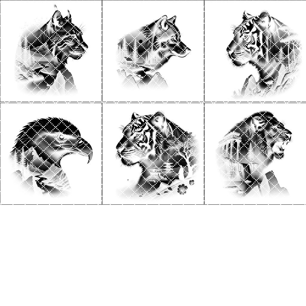 Wild Animals Double Exposure Laser Engraving Designs, 6 Nature Art Files for Slate Coasters – Bild 7