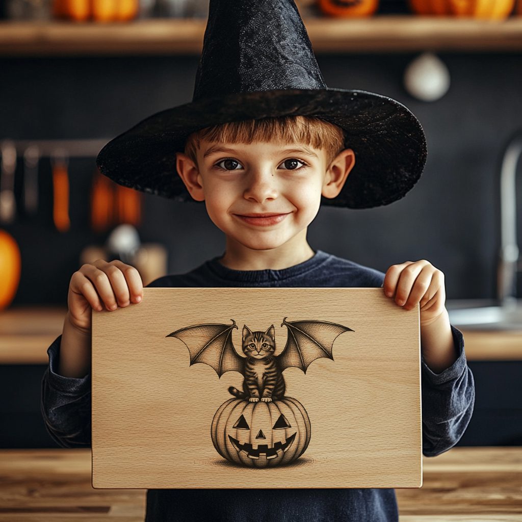 Halloween Bat Cat Pumpkin Charcuterie Board Laser Engraving
