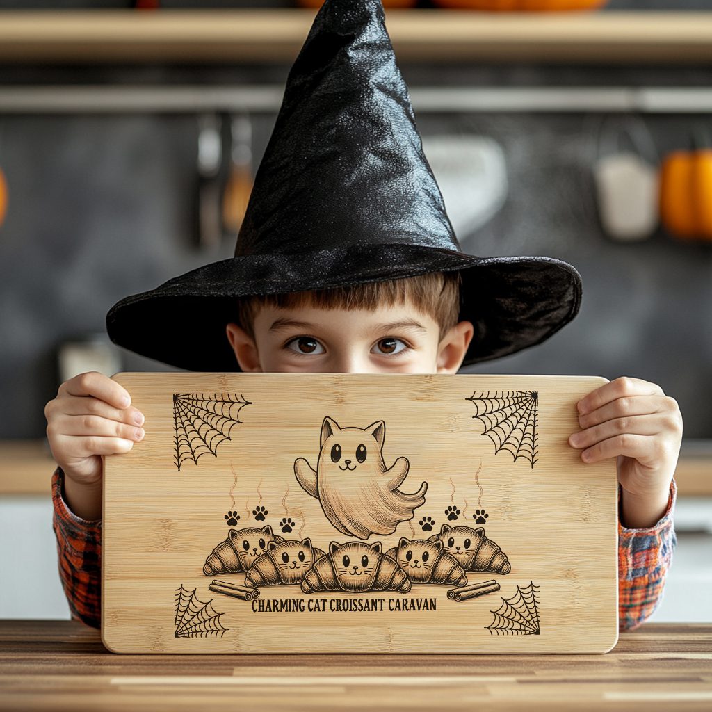 Halloween Cat Laser Engraving File for Charcuterie Board, Spooky Camper Design – Image 4