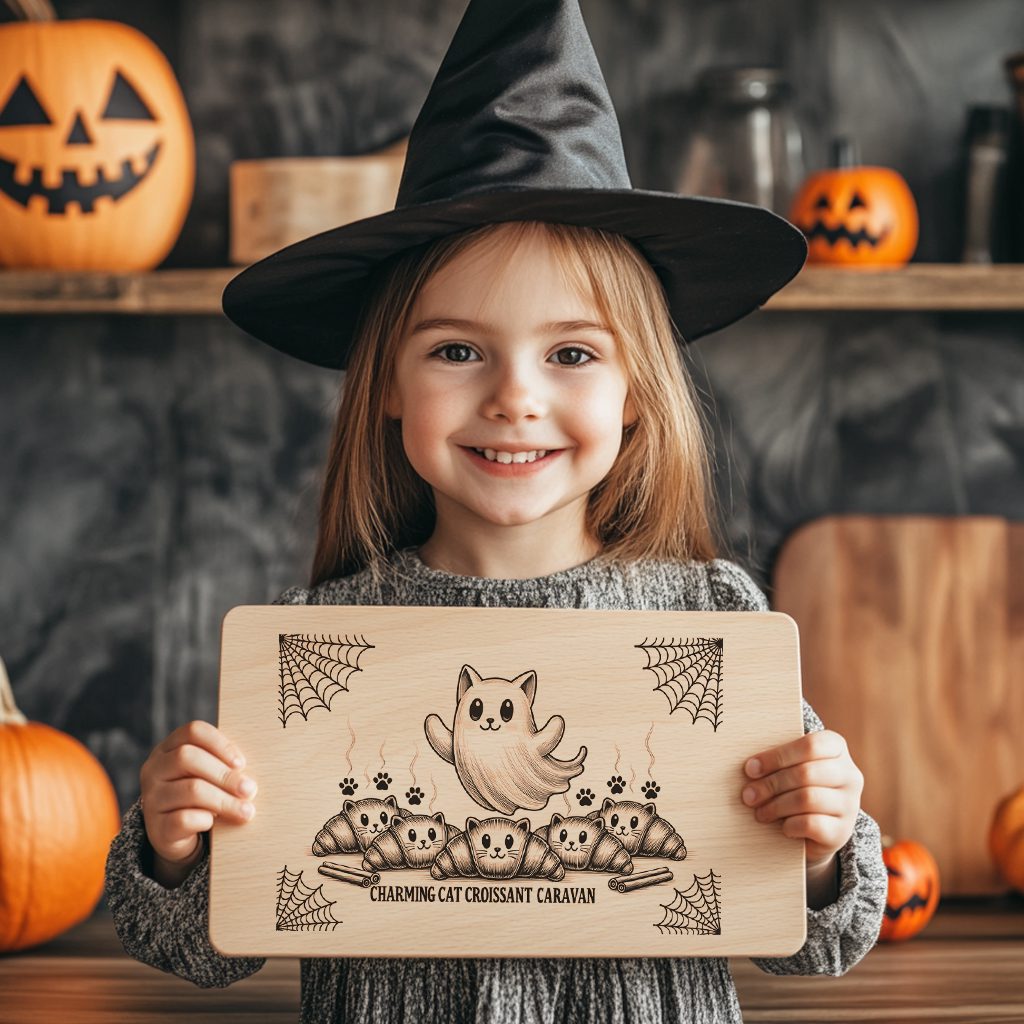 Halloween Cat Laser Engraving File for Charcuterie Board, Spooky Camper Design – Image 5