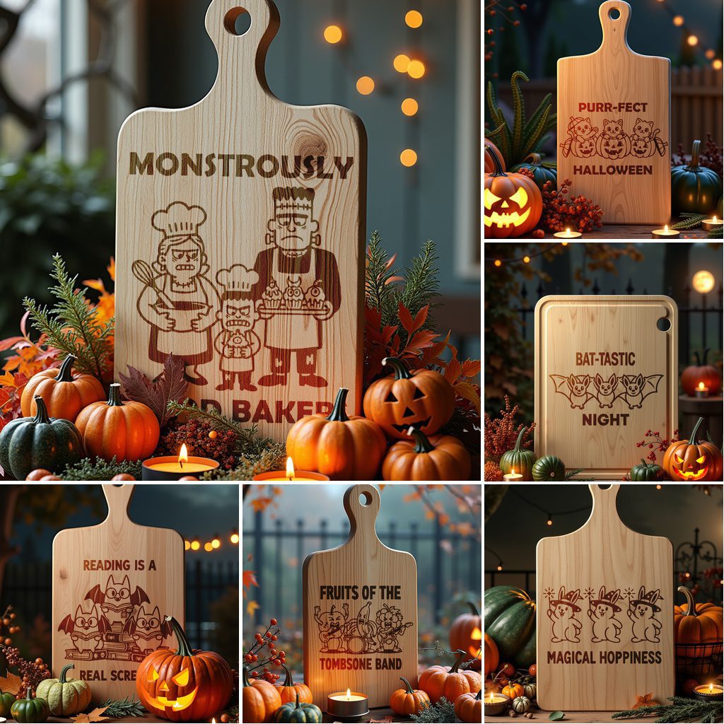 Halloween Charcuterie Board Bundle, Funny Spooky Engraving Designs