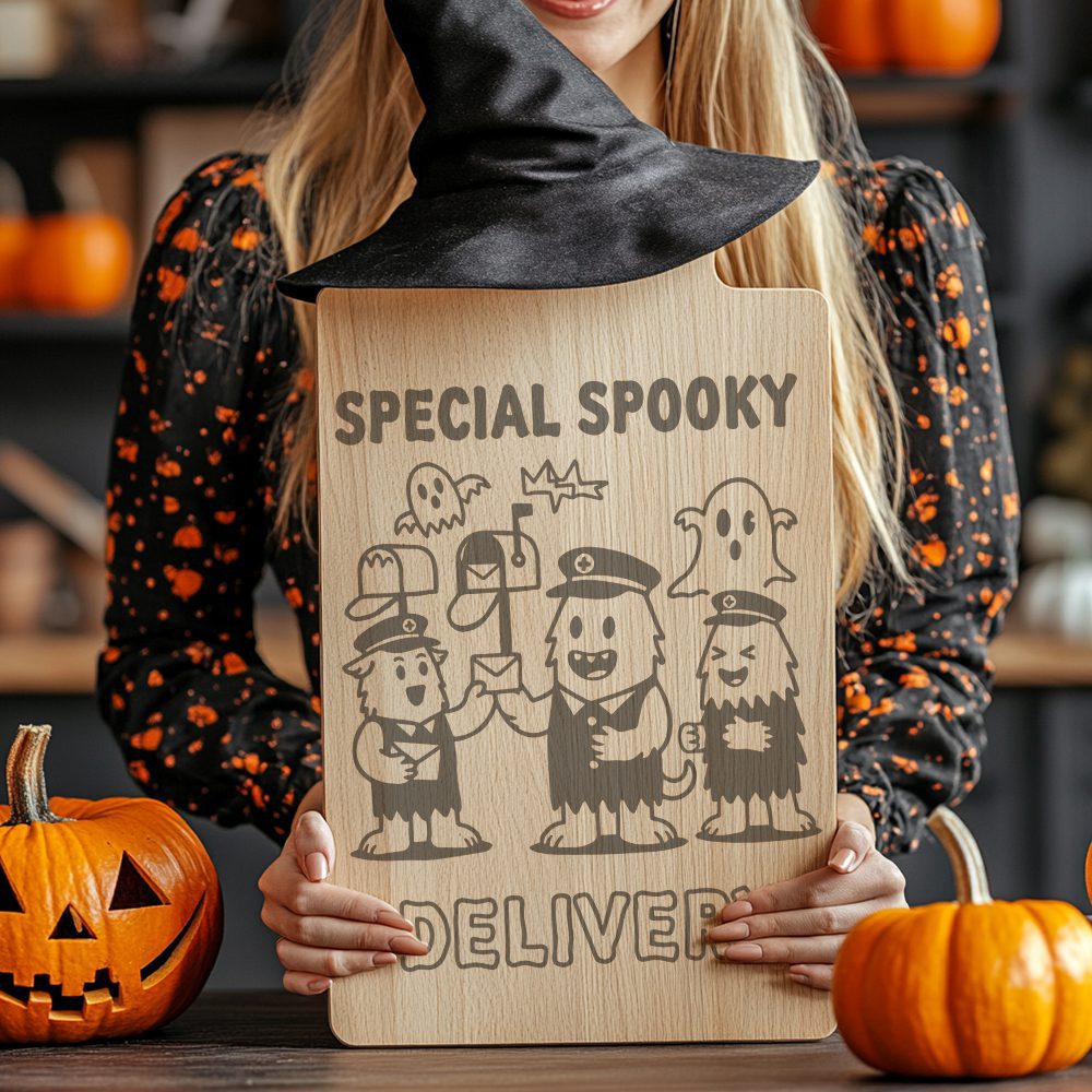 Halloween Charcuterie Board Design, Monster Mail Laser Engraving File for Glowforge - immagine 2