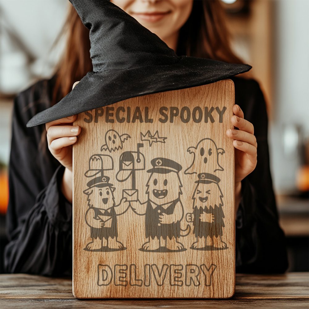 Halloween Charcuterie Board Design, Monster Mail Laser Engraving File for Glowforge - immagine 3