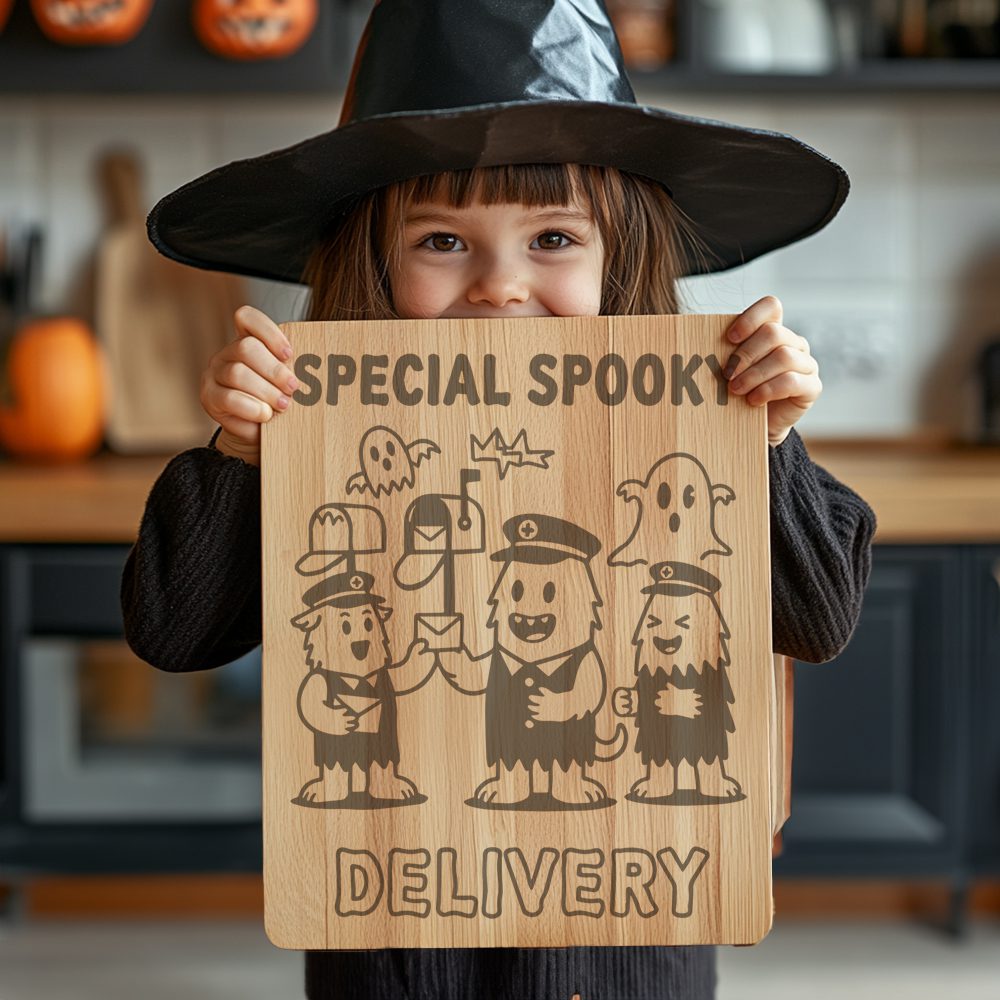 Halloween Charcuterie Board Design, Monster Mail Laser Engraving File for Glowforge - immagine 4