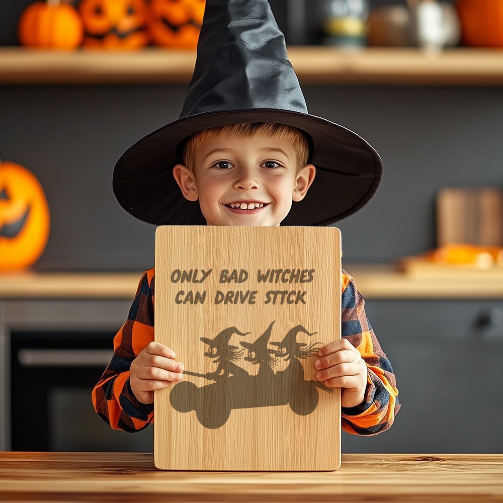 Halloween Charcuterie Board Design, Witch Broomstick Engraving, Spooky Serving Decor – Bild 2