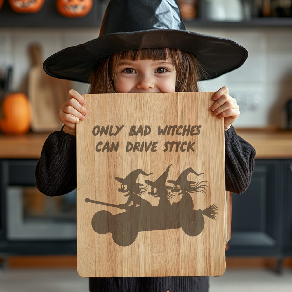 Halloween Charcuterie Board Design, Witch Broomstick Engraving, Spooky Serving Decor – Bild 6