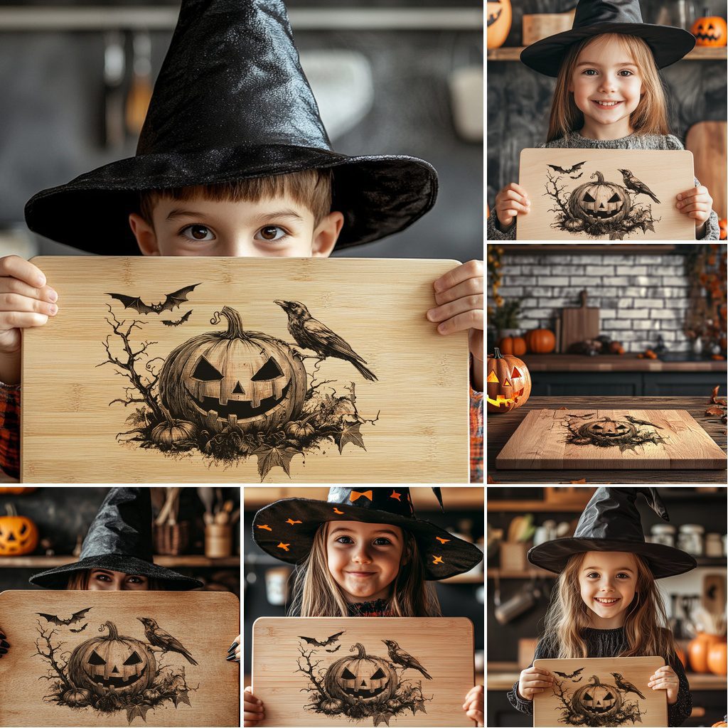 Halloween Charcuterie Board Engraving Bundle, 6 Spooky Laser