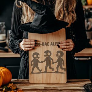 Halloween Charcuterie Board Engraving, Cute Zombie Trio Design,