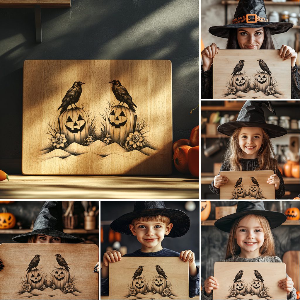 Halloween Charcuterie Board Engraving File, 6 Spooky Serving Board Designs – Image 2
