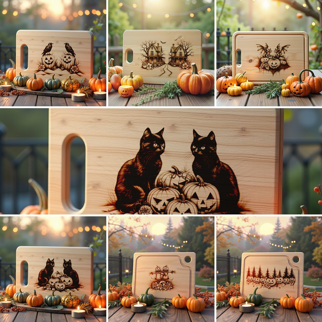 Halloween Charcuterie Board Engraving File, 6 Spooky Serving
