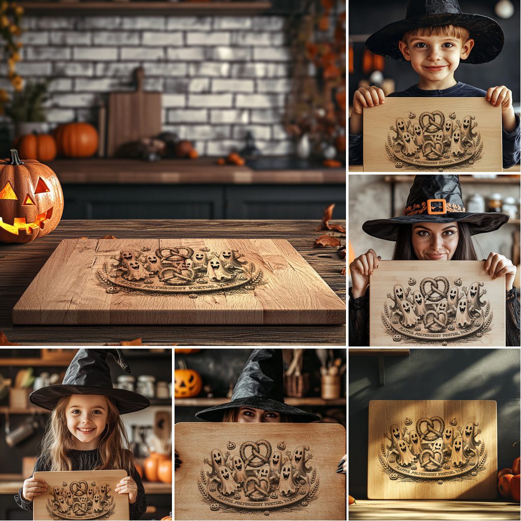 Halloween Charcuterie Board Engraving File Bundle, 6 Funny Wood Engraving Designs - immagine 3