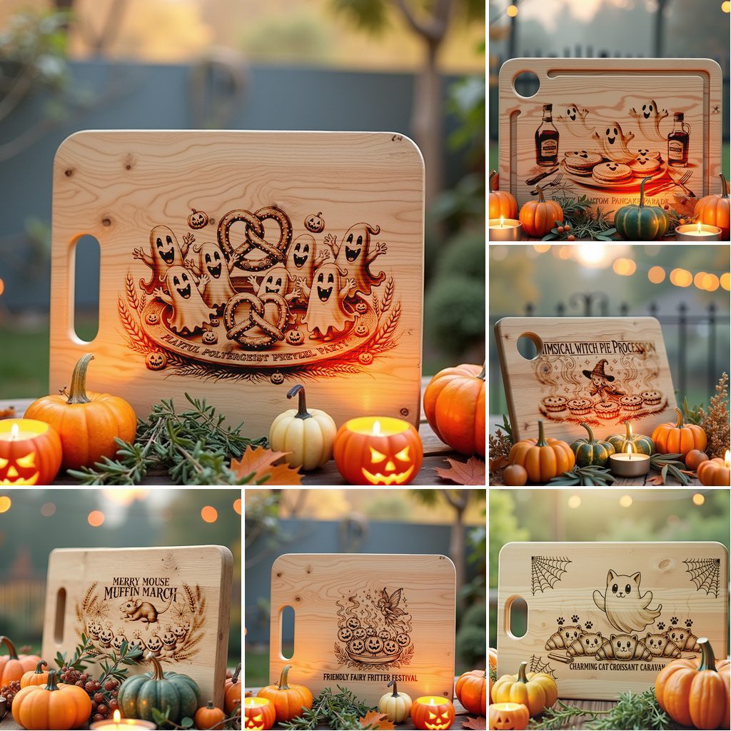 Halloween Charcuterie Board Engraving File Bundle, 6 Funny