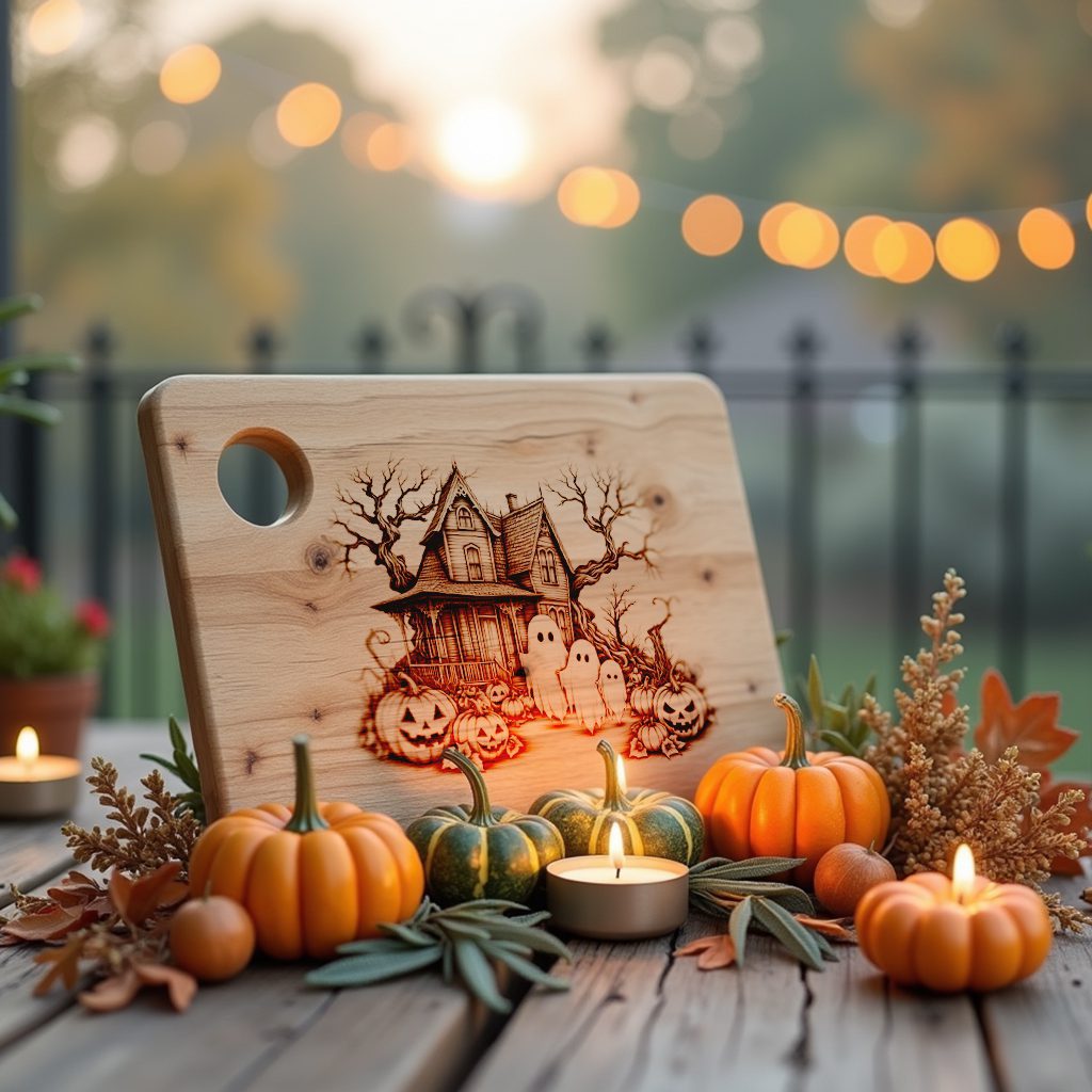 Halloween Charcuterie Board Engraving File, Haunted House Ghost Family Design - Imagen 6