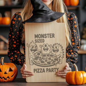Halloween Charcuterie Board Engraving File, Monsters Pizza Party,