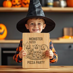 Halloween Charcuterie Board Engraving File, Monsters Pizza Party,