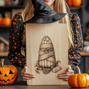 Halloween Charcuterie Board Engraving File, Mummy Candy Corn,