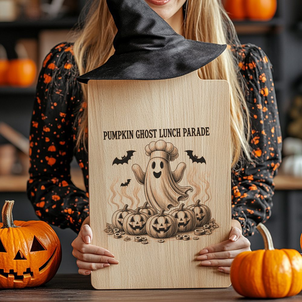 Halloween Charcuterie Board Engraving File, Pumpkin Ghost Parade Design – Image 2