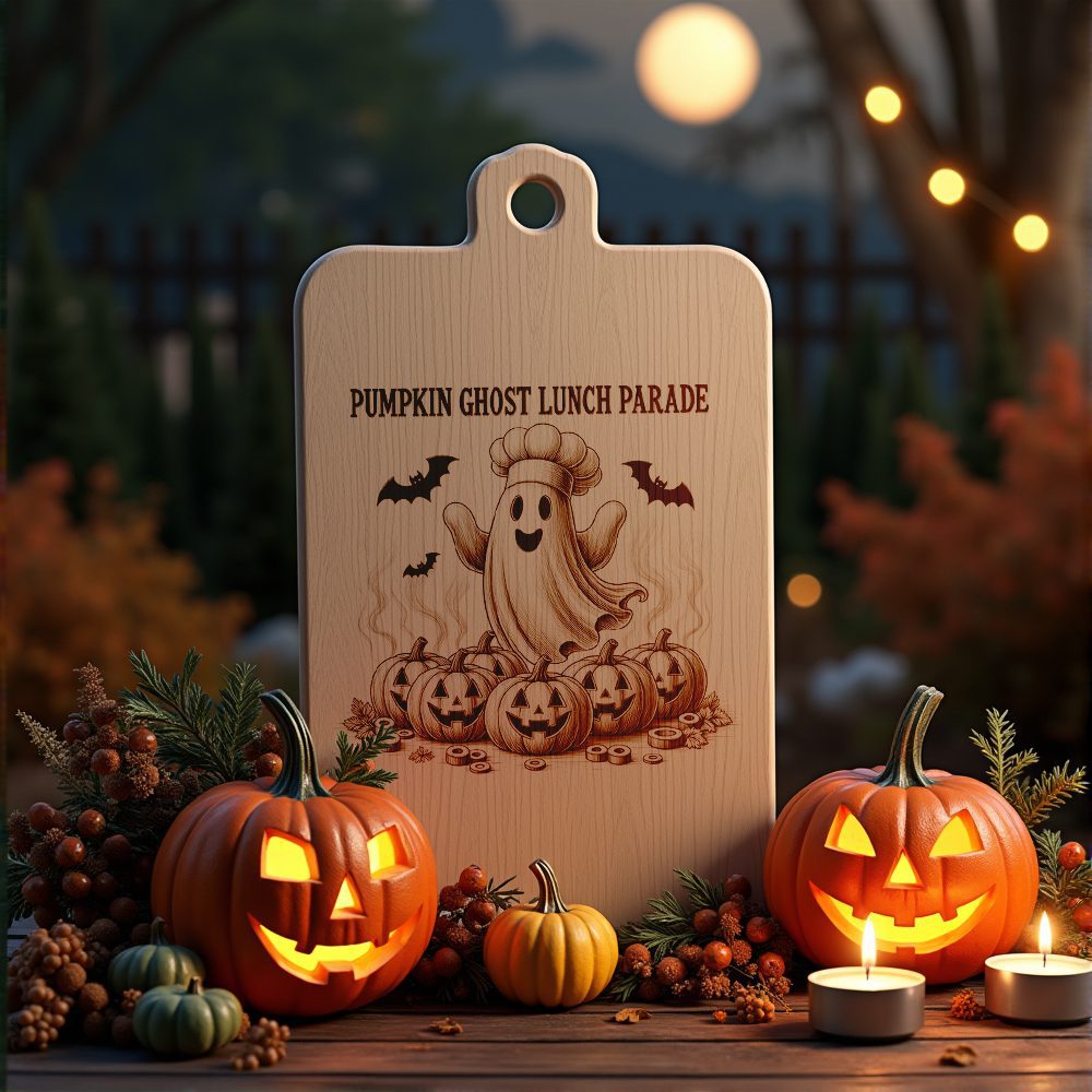 Halloween Charcuterie Board Engraving File, Pumpkin Ghost Parade Design – Image 3