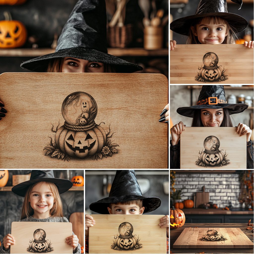 Halloween Charcuterie Board Engraving File, Set of 6