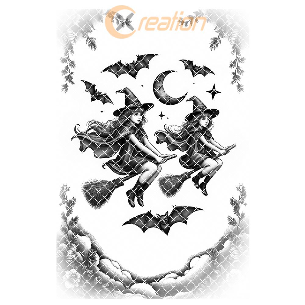 Halloween Charcuterie Board Engraving File, Witch and Bat Silhouette Design - Imagen 8