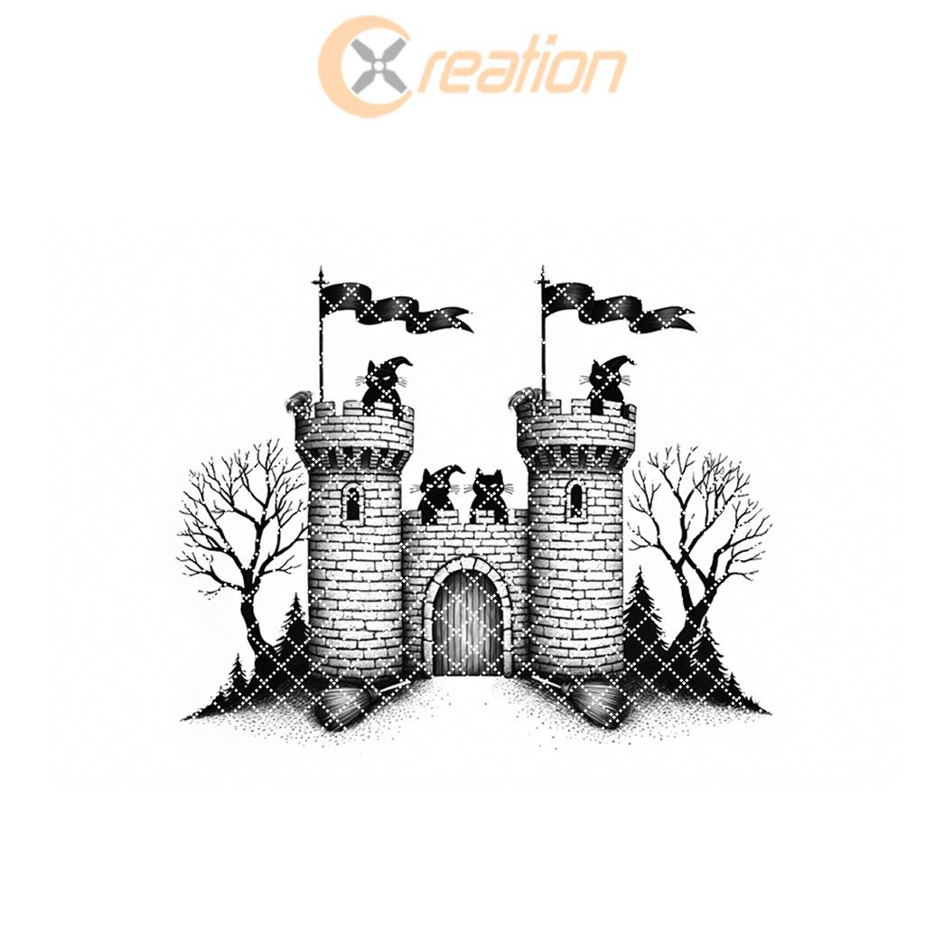 Halloween Charcuterie Board Engraving File, Witch Familiars, Castle Design - Imagen 6