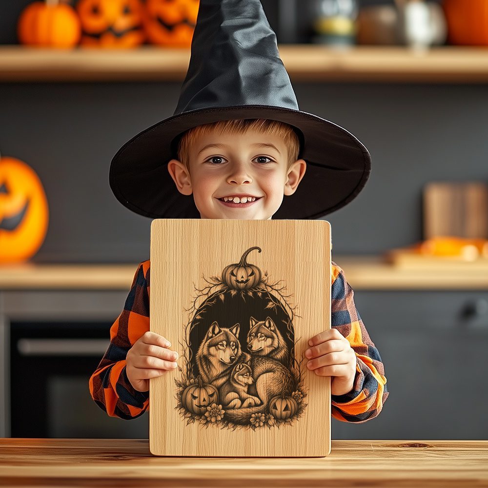 Halloween Charcuterie Board Engraving File, Wolves and Jack