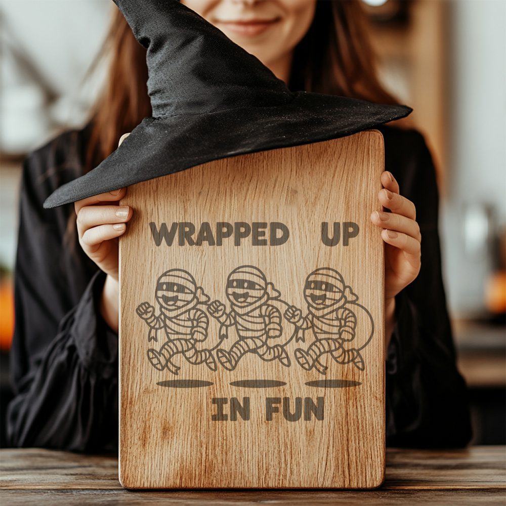 Halloween Charcuterie Board Engraving, Funny Mummy Sack Race, Spooky Decor – Image 4