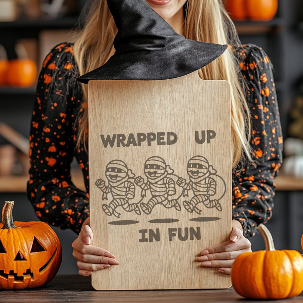 Halloween Charcuterie Board Engraving, Funny Mummy Sack Race, Spooky Decor – Image 5
