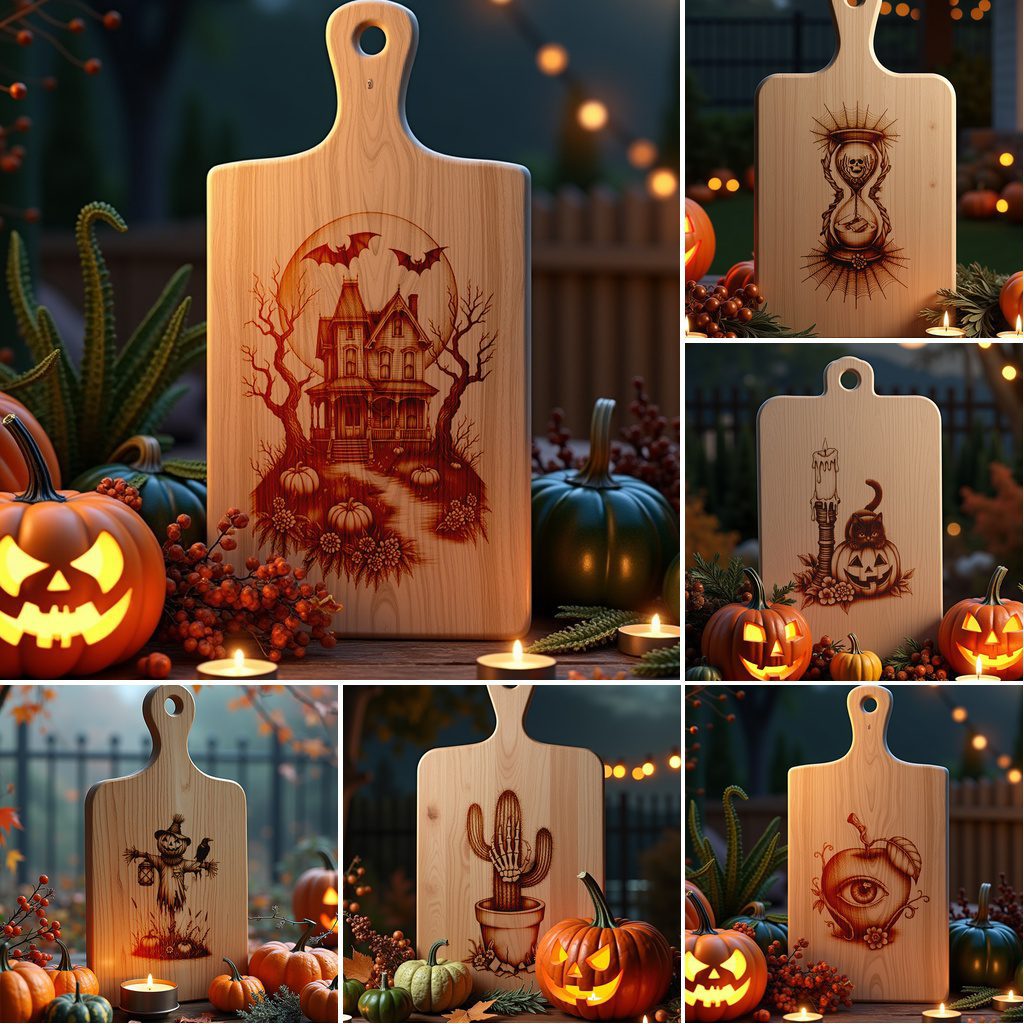 Halloween Charcuterie Board Laser Engraving Designs, Spooky Bundle,