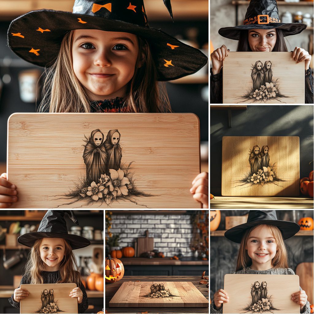Halloween Charcuterie Board Laser Engraving File Bundle, Spooky