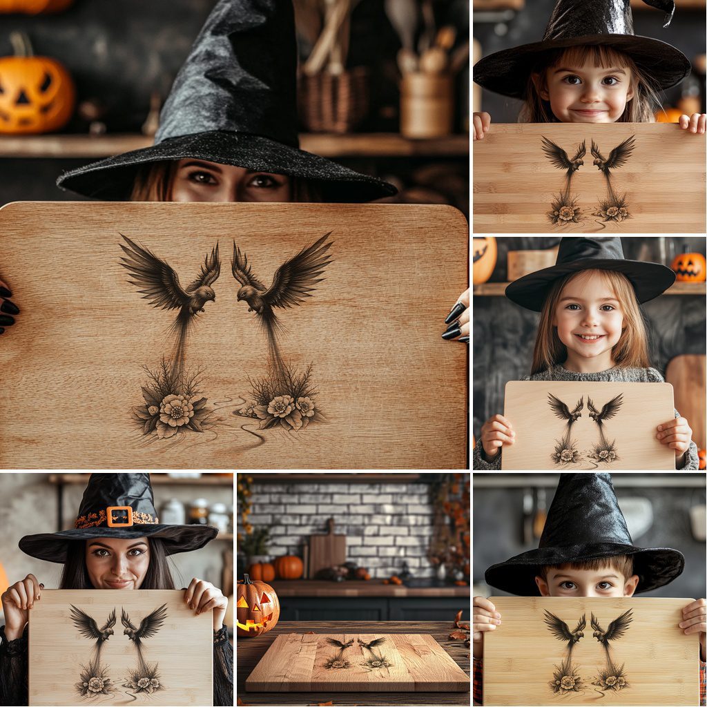Halloween Charcuterie Board Laser Engraving File Bundle, Spooky