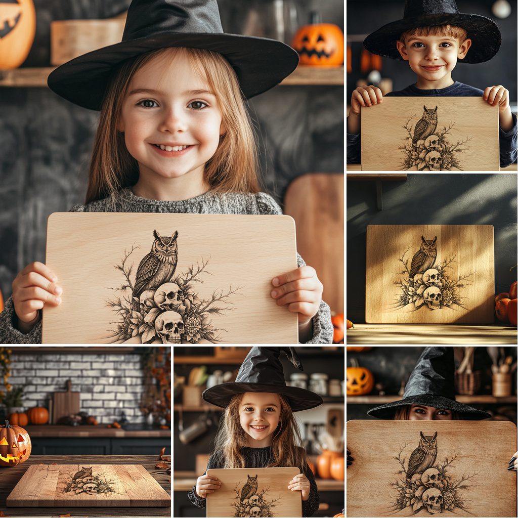Halloween Charcuterie Board Laser Engraving File, Skull and