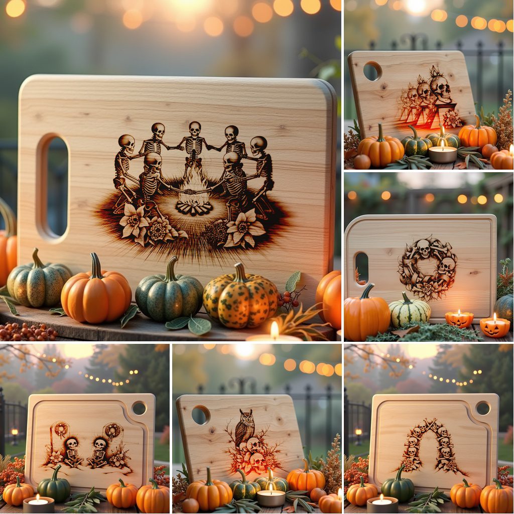 Halloween Charcuterie Board Laser Engraving File, Skull and