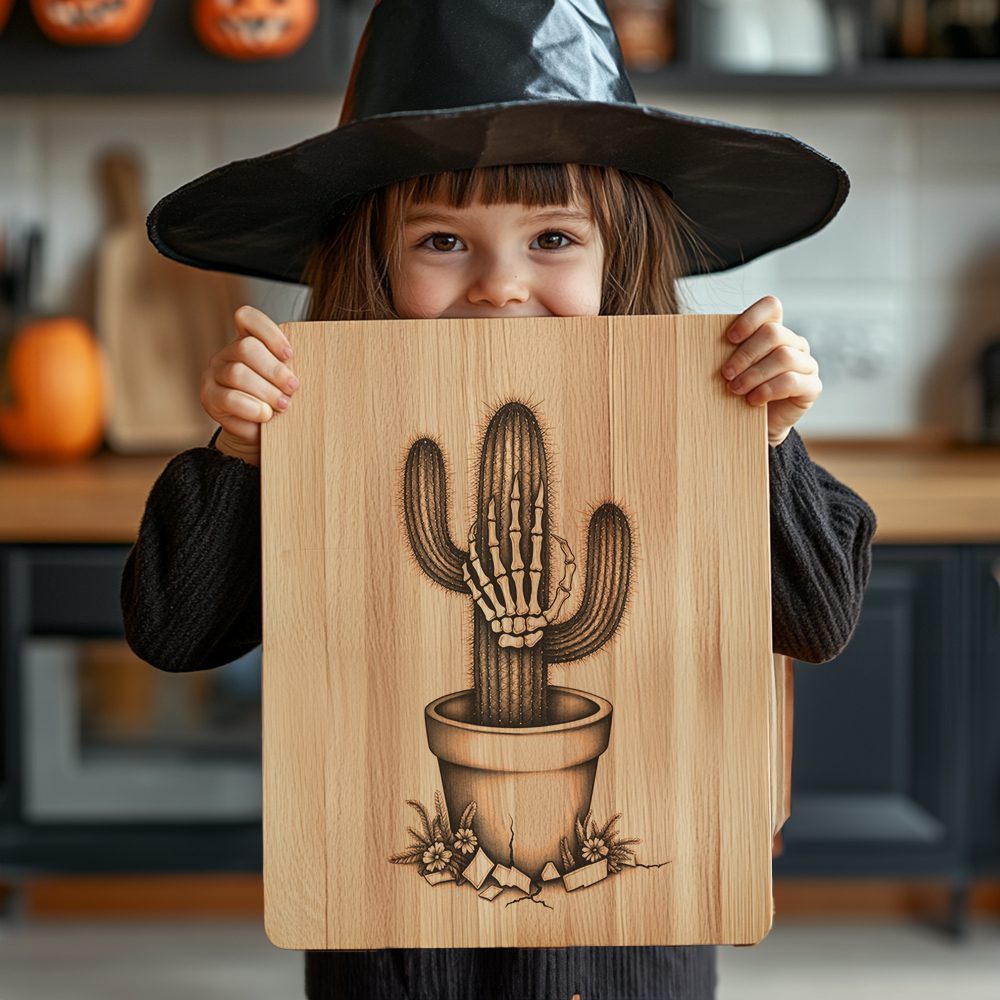 Halloween Charcuterie Board Laser Engraving File, Zombie Hand Cactus Design, Party Decor – Image 3