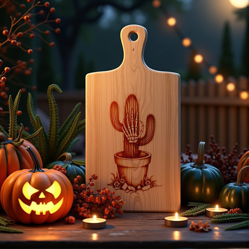 Halloween Charcuterie Board Laser Engraving File, Zombie Hand Cactus Design, Party Decor – Image 4