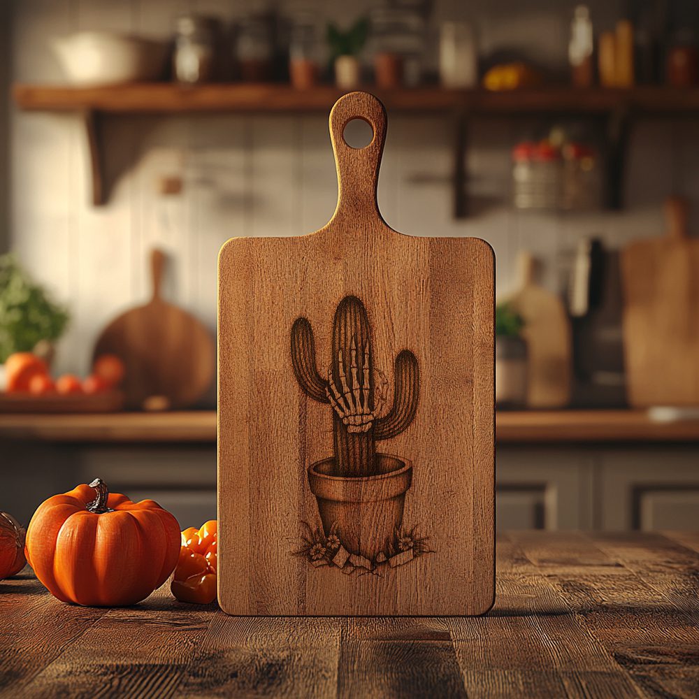 Halloween Charcuterie Board Laser Engraving File, Zombie Hand Cactus Design, Party Decor – Image 6