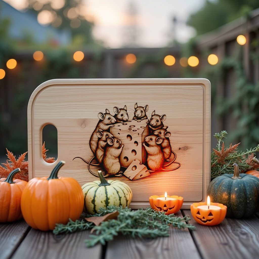 Halloween Charcuterie Board Laser File, Ghost Mice Cheese Platter Design - Imagen 4