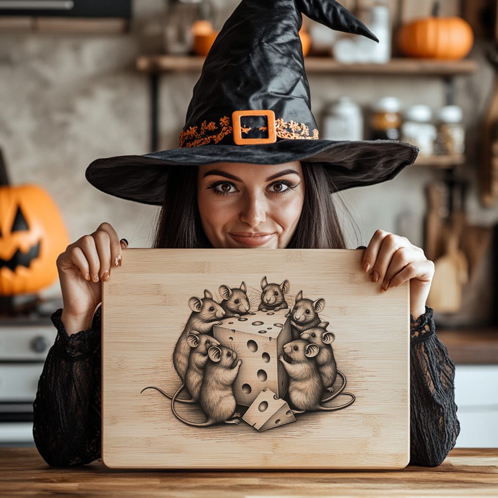 Halloween Charcuterie Board Laser File, Ghost Mice Cheese Platter Design - Imagen 5