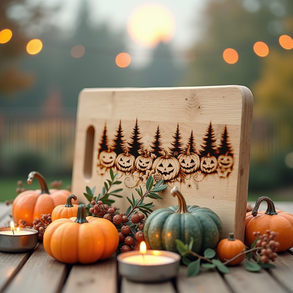 Halloween Charcuterie Board Laser File, Pumpkin Lantern Border, Glowforge Engraving Design - Imagen 5