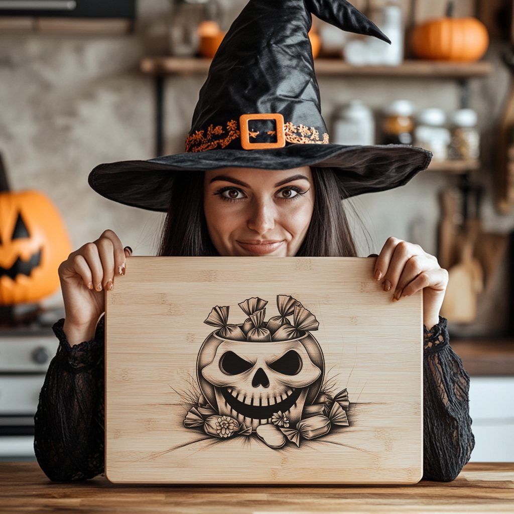 Halloween Charcuterie Board Laser File, Skull Candy Bowl, Spooky Serving Tray Design – Image 4
