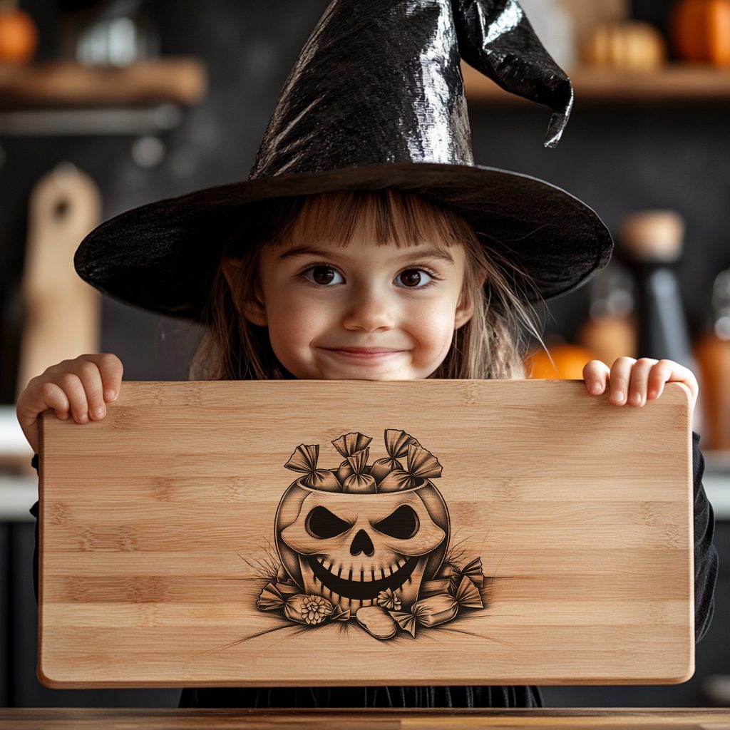 Halloween Charcuterie Board Laser File, Skull Candy Bowl, Spooky Serving Tray Design – Image 5